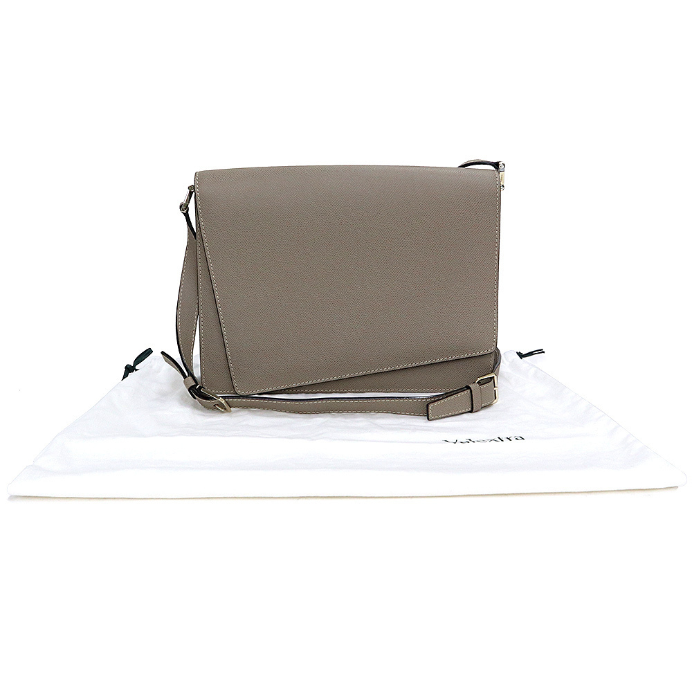 Valextra Twist Shoulder Bag Crossbody Gray Tan
